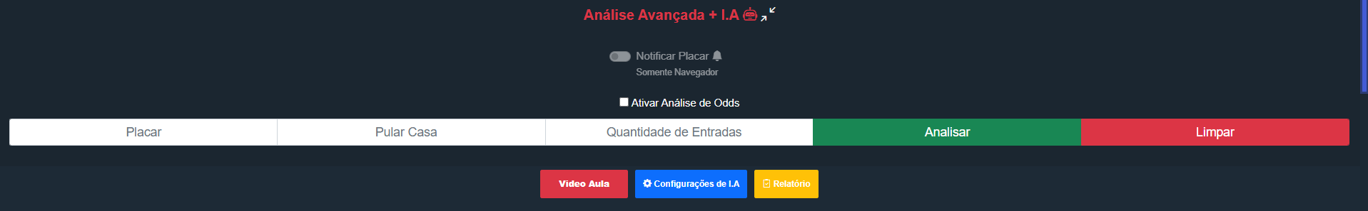 Interface detalhada de análise avançada com estatísticas completas e visualização de padrões de jogos